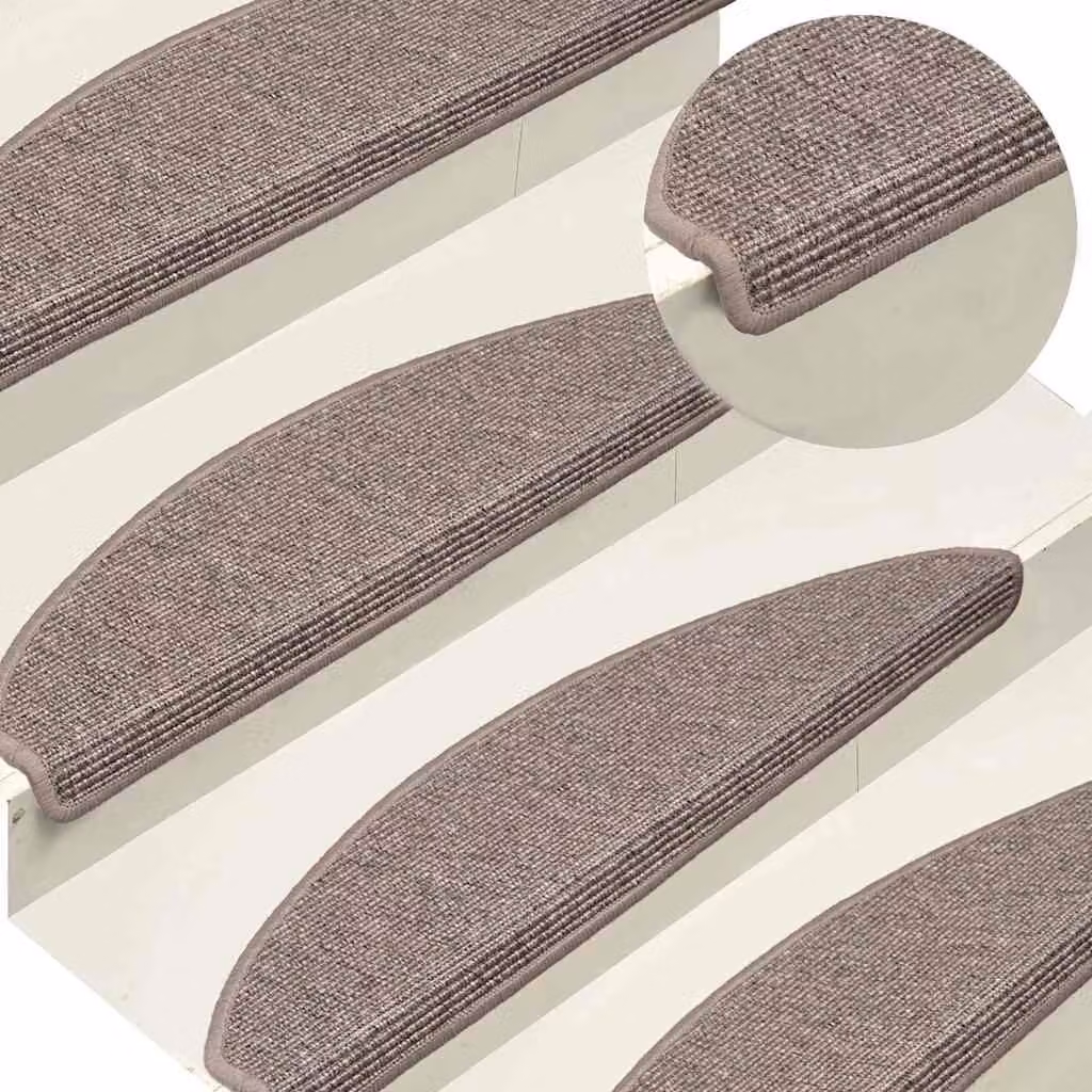 Set di 15 tappetini per scale semicircolari vidaXL, colore beige, antiscivolo e fonoassorbenti, L: 65 cm, P: 21 cm, H: 4 cm