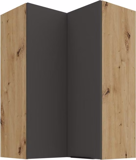 Mobile angolare alto LUNARA 2 - 60x60 cm, grafite / rovere artigianale