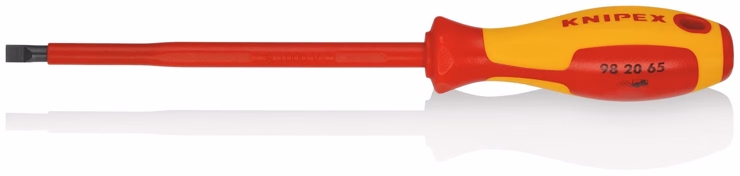 KNIPEX 98 20 65 Cacciavite per viti con intaglio isolante manico multicomponente,  VDE brunito 262 mm