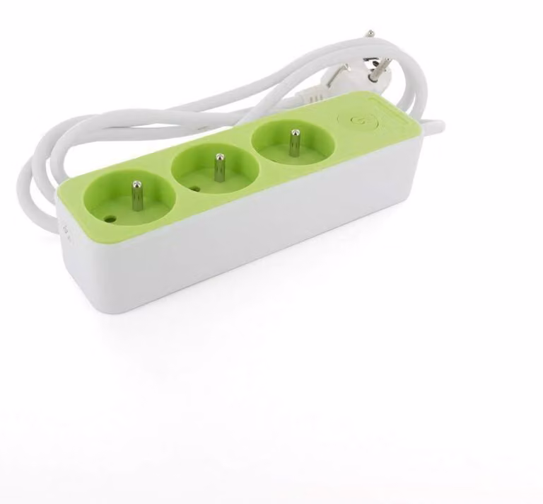Chacon 49727, blocco 3 x 16 A, 3 fili, sezione 1,5 mm², lunghezza 1,5 metri, colore bianco/verde