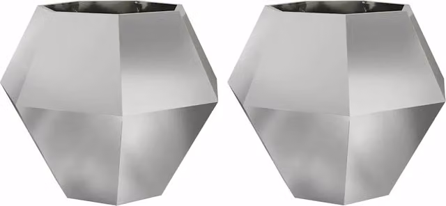 Set di 2 fioriere rettangolari da esterno HELLOSHOP26 in acciaio zincato argento L: 100 cm, P: 100 cm, H: 80 cm