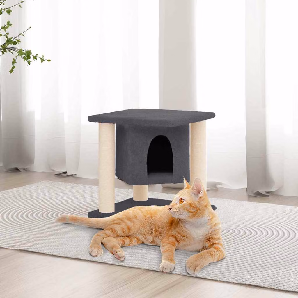 Albero per gatti vidaXL con tiragraffi in sisal sostituibile, colore grigio
