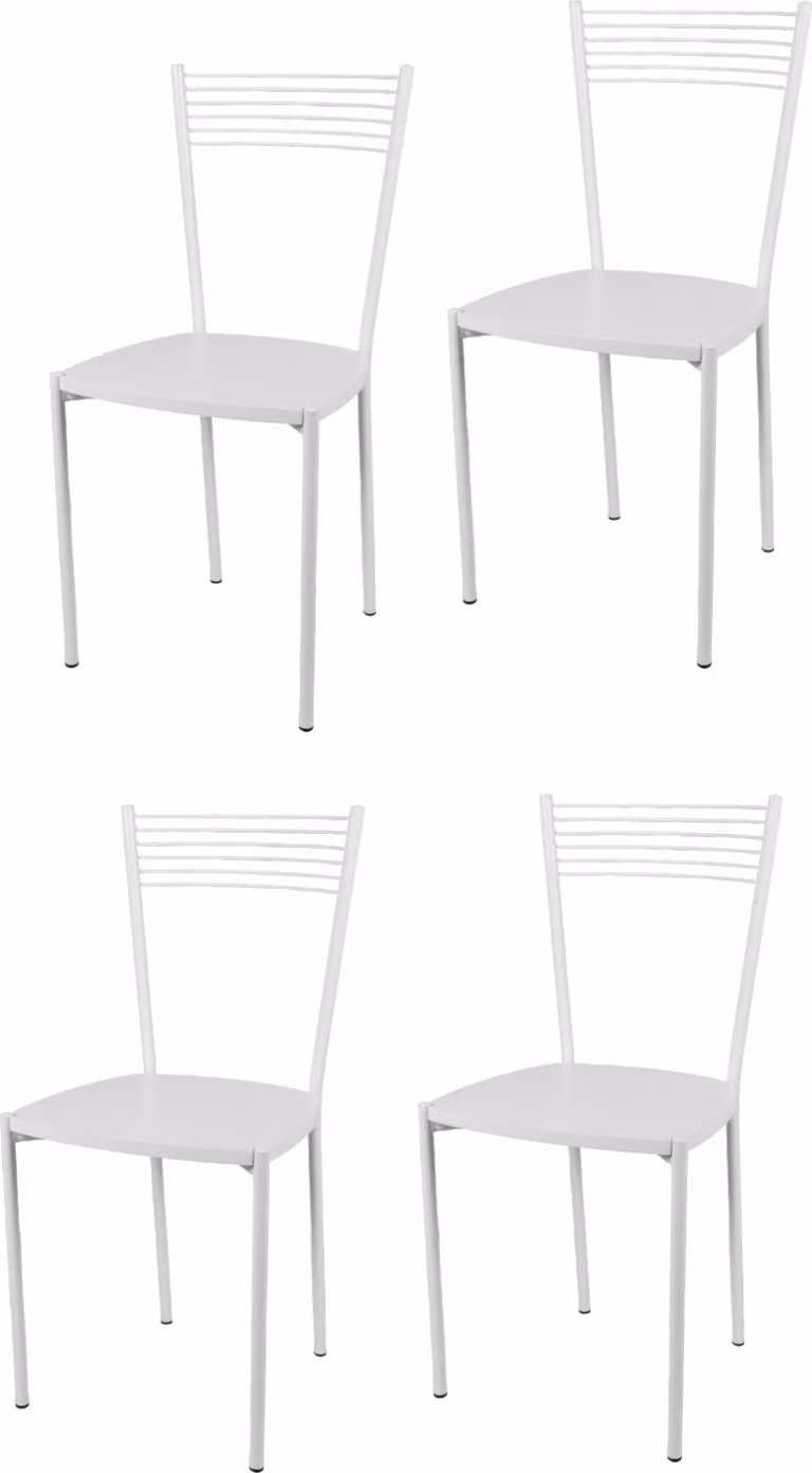t m c s Tommychairs - Set di 4 sedie moderne ELEGANCE per cucina e sala da pranzo, struttura robusta in acciaio laccato, colore bianco, seduta in legno nel colore bianco