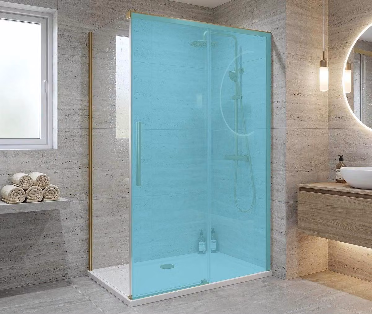 Pannello laterale Gelco LUXOR GOLD MATT, vetro trasparente, 1000 mm - GU5610G