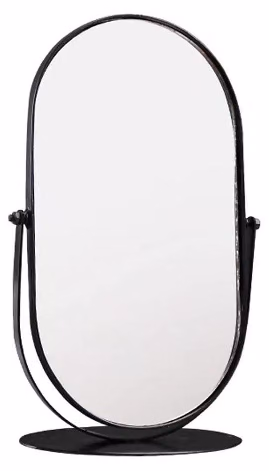 Specchio da trucco ovale con base, colore nero