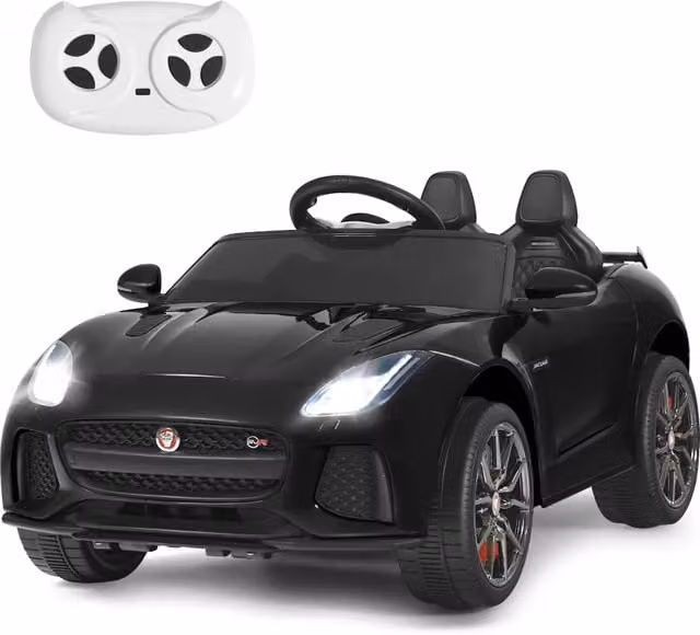 Auto elettrica Jaguar per bambini con telecomando 2.4G e funzioni luci e suoni, colore nero, L 107,5 x P 66 x H 50 cm