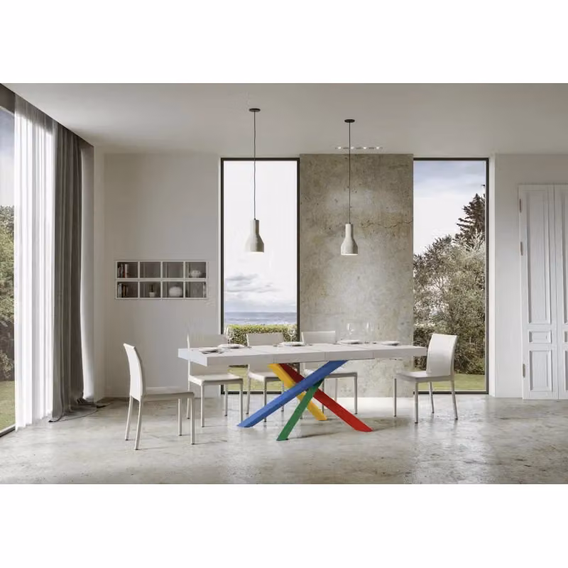 Tavolo allungabile Volantis Premium ITAMOBY Bianco Frassino con telaio a X L/P/H: 120/380 x 90 x 77 cm – 2