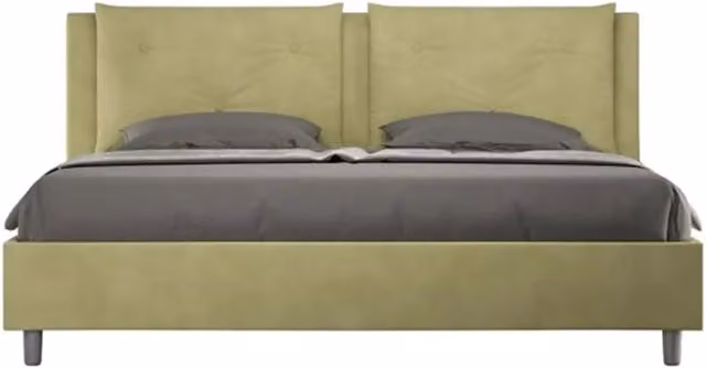 Letto Appia Ityhome con rete imbottita in microfibra colore tè verde L: 180 cm, P: 195 cm, H: 110 cm