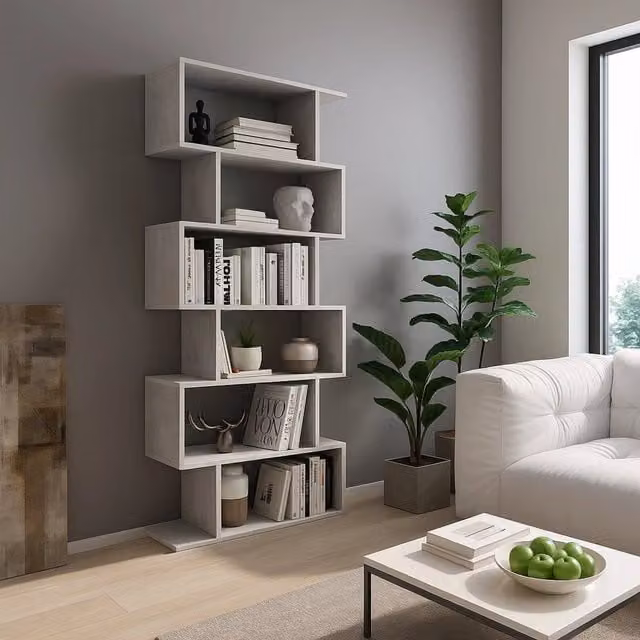 Libreria Clisi DMORA con 5 Ripiani, Grigio, L 80 cm x P 25 cm x H 191 cm