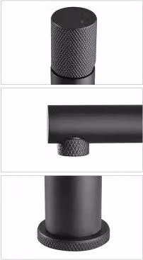 Set di miscelatori Gemini per lavabo, bidet e doccia con leve zigrinate in acciaio inox e finitura nero opaco – 1