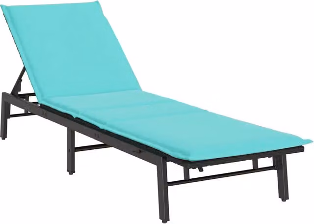 Lettino Prendisole | Sdraio da giardino | Lettino da sole con Cuscino Nero in Polyrattan