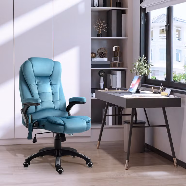 sedia da ufficio ergonomica okwish, sedia girevole da lavoro con funzione massaggio e calore, sedia da gioco regolabile in altezza con cinque rotelle universali, bianco