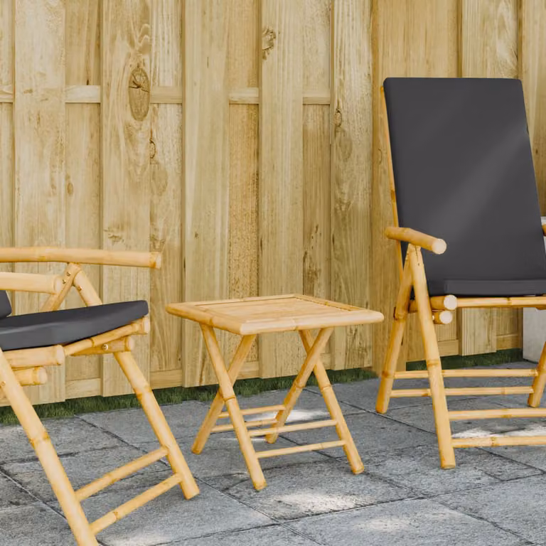 vidaXL Tavolo da giardino pieghevole in bambù marrone L/P/H: 45 x 45 x 45 cm