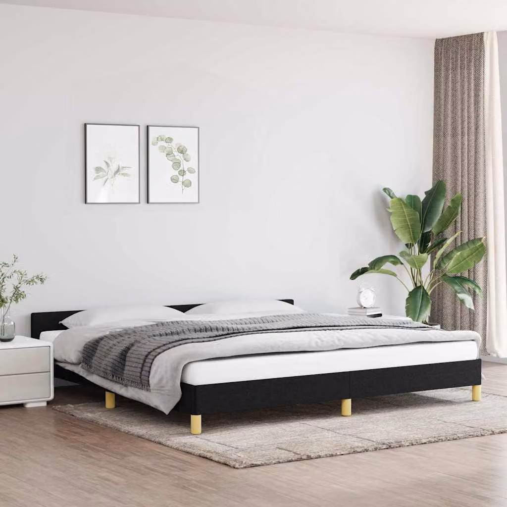 Giroletto vidaXL senza materasso in tessuto nero con doghe in legno L/P/H: 200 x 200 x 207 cm
