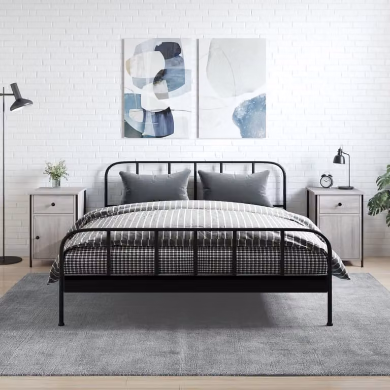Set di 2 comodini vidaXL moderni in legno e metallo, colore grigio, da appendere alla parete, L 40 cm x P 42 cm x H 60 cm