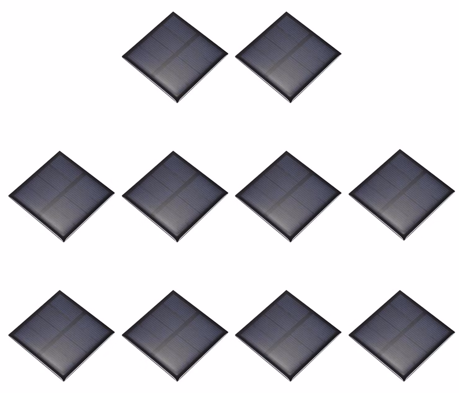 10 mini celle solari da 2 V, 0,32 W, policristalline, dimensioni 6x6 cm