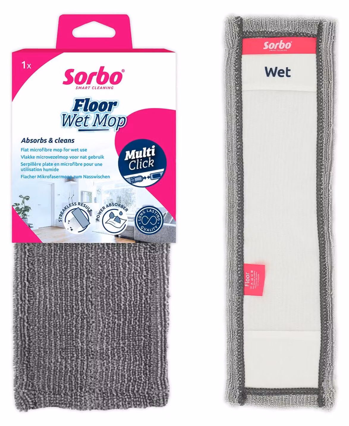 Panno per la pulizia dei pavimenti in microfibra, assorbente, lavabile, compatibile con il sistema Multi Click, colore blu