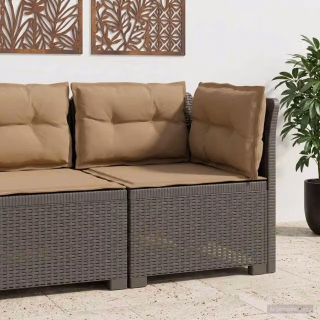 Divano da giardino a 1 posto con cuscini in stile rattan vidaXL, grigio e marrone, L: 70 cm, P: 62 cm, H: 62 cm – 1