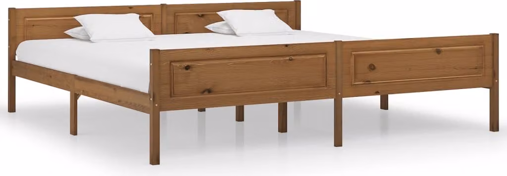 The Living Store Letto in legno massiccio di pino marrone miele 200x200 cm