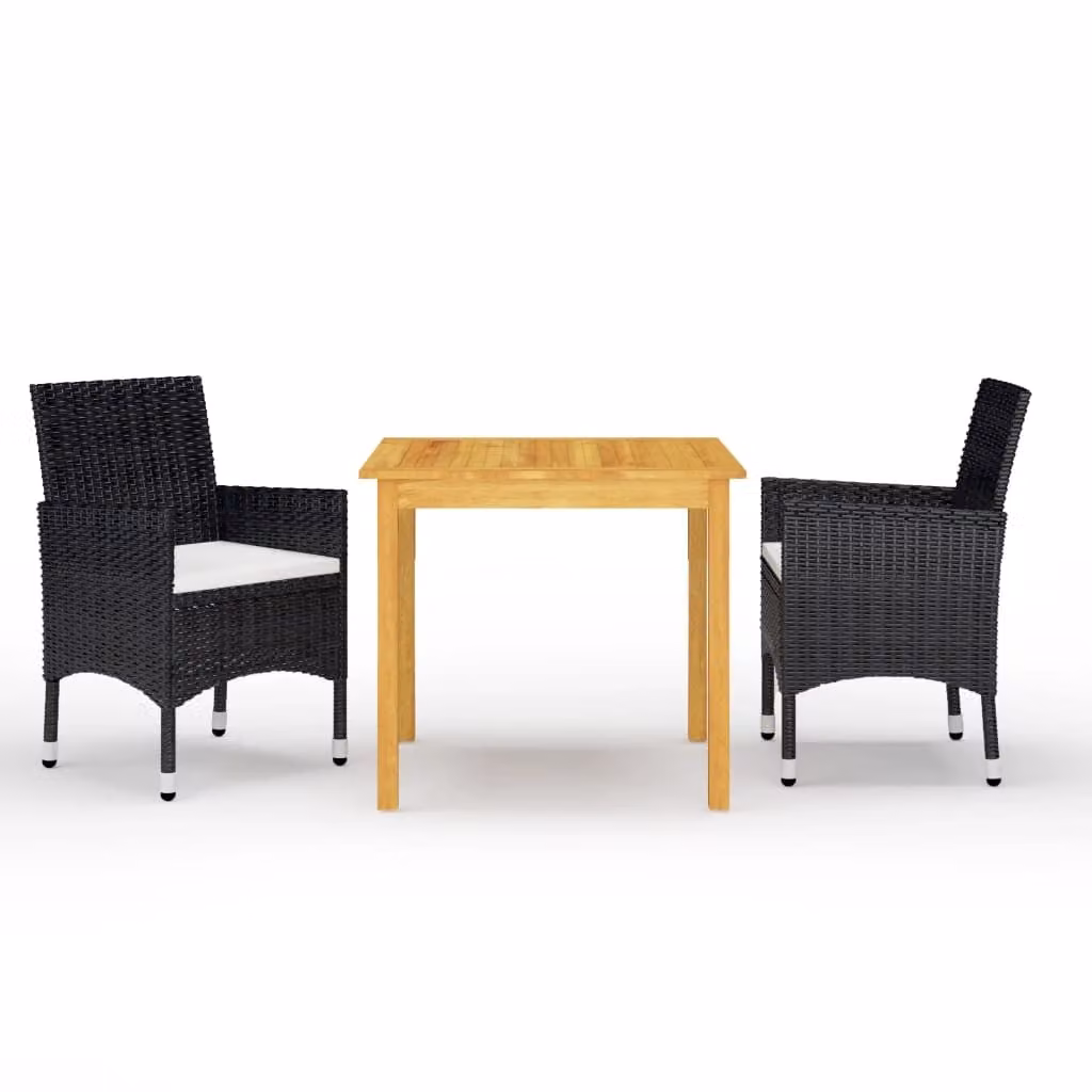 vidaXL Set da pranzo da giardino a 3 pezzi nero