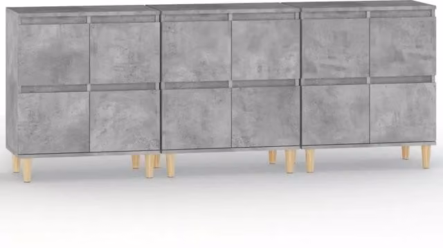 Credenze 3pz | Madia | Buffet da pranzo | Armadio da pranzo Grigio Cemento 60x35x70 cm in Legno Multistrato