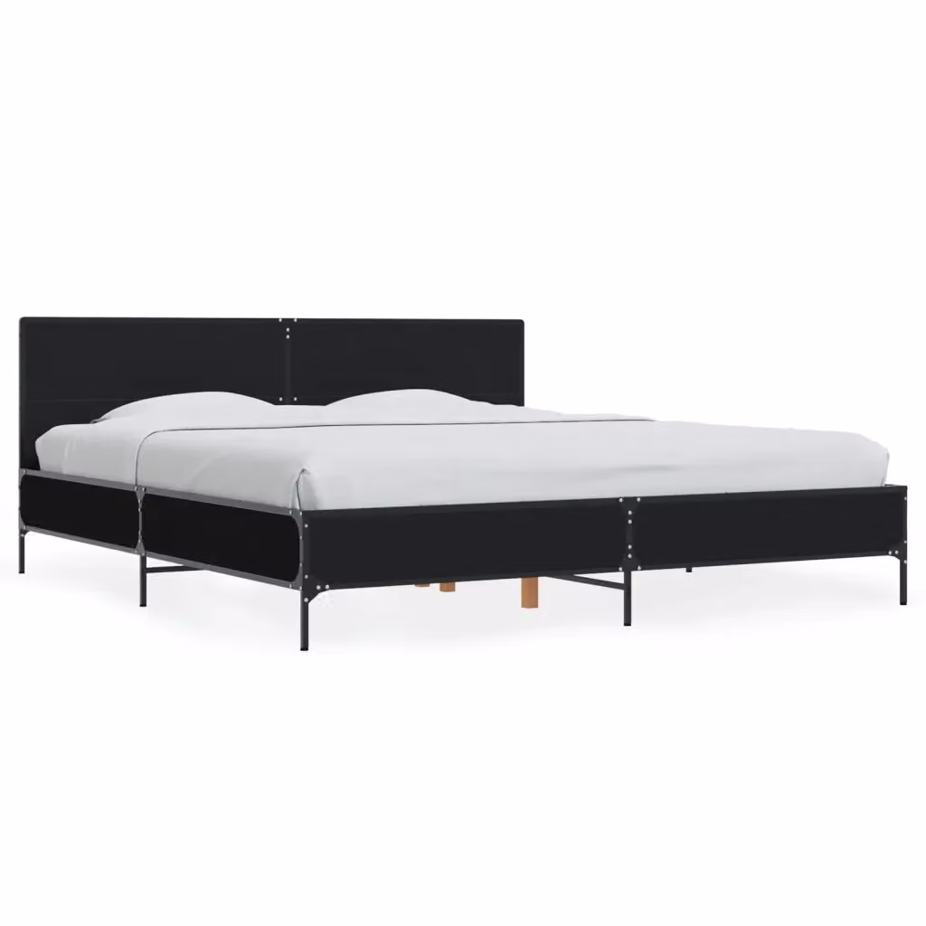 Letto Giroletto vidaXL Nero in Legno Multistrato e Metallo L/P/H: 200 x 200 x 203 cm – 2