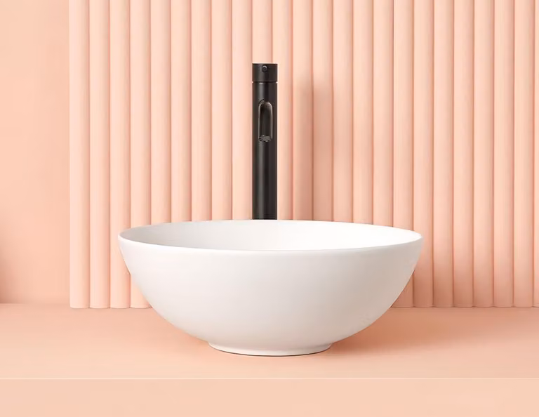 SANYCCES PADOVA Lavabo da appoggio Ø 39,5 cm x 14h con valvola a stelo click clack, bianco
