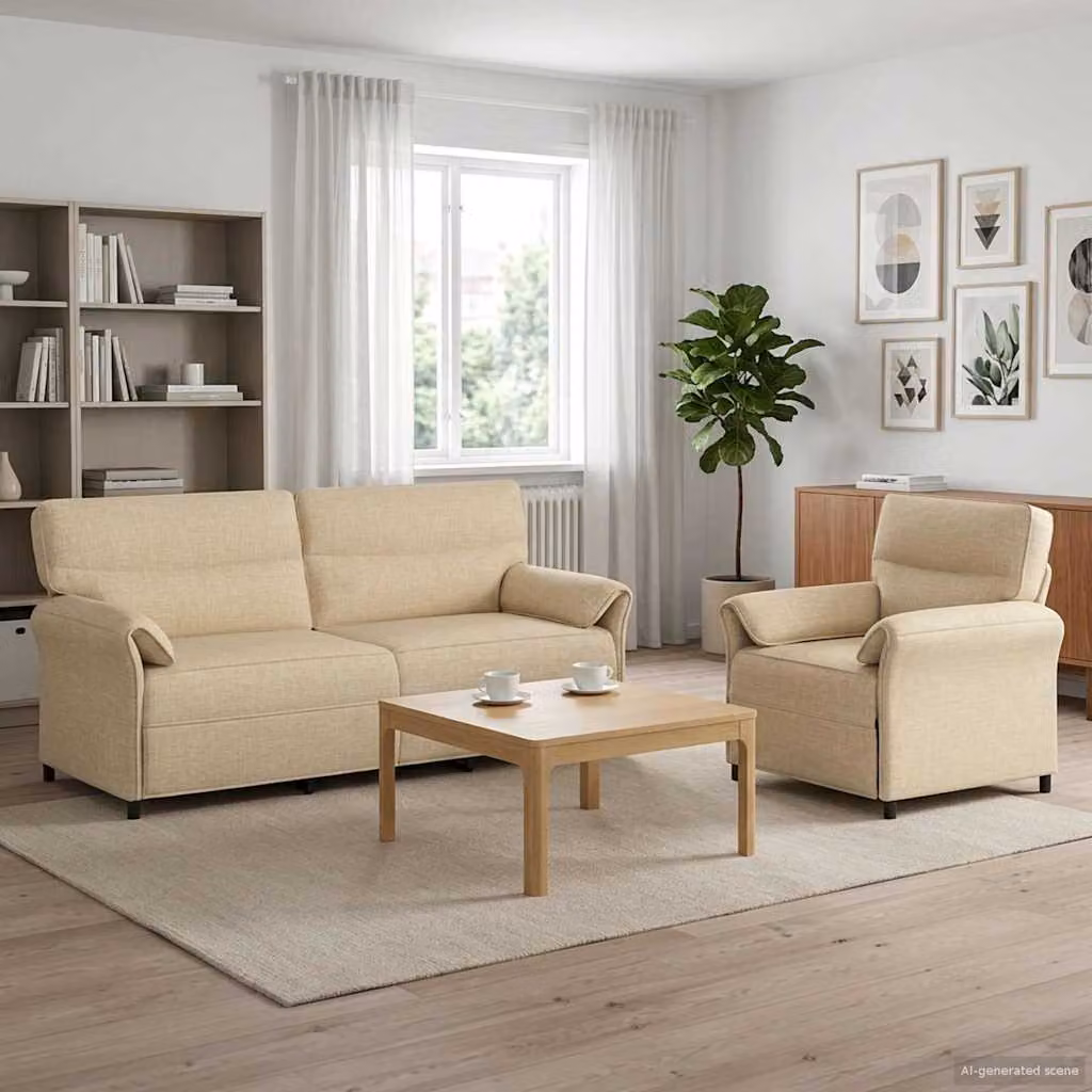 Set di 2 divani moderni vidaXL in tessuto beige con struttura in metallo per il tuo soggiorno