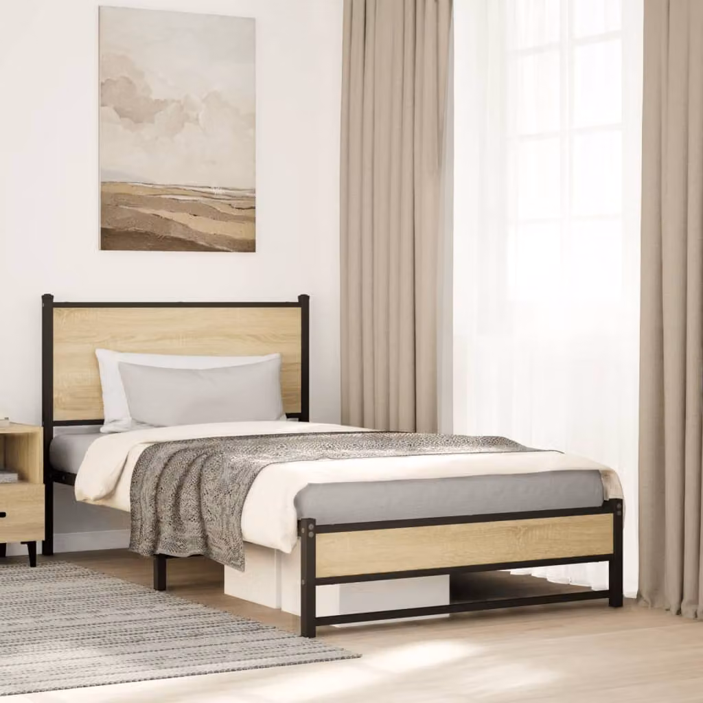vidaXL Giroletto in Metallo Rovere Sonoma L/P: 100 x 200 cm