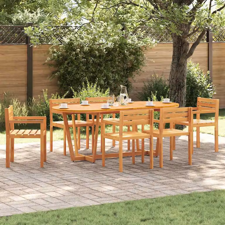 Set da pranzo da giardino vidaXL in legno di acacia oliato, 7 pezzi, marrone