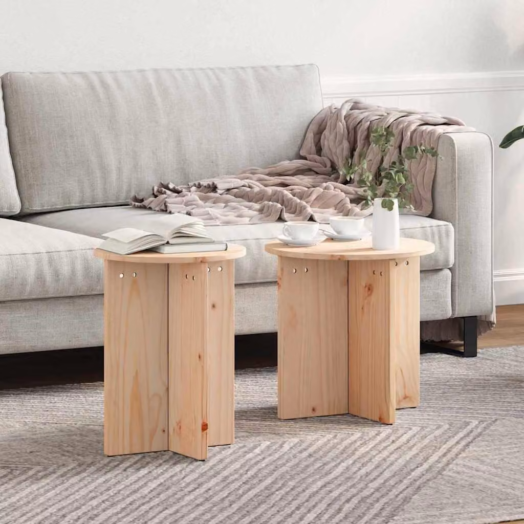 Maison Exclusive - Tavolino da caffè, set da 2 pezzi, colore naturale, 41,5 x 41,5 x 46 cm