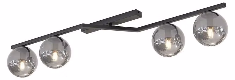 Lampada a sospensione NATON nera 4xE14x15W in metallo, dimensioni: 20x100x32 cm, IP20, Emibig