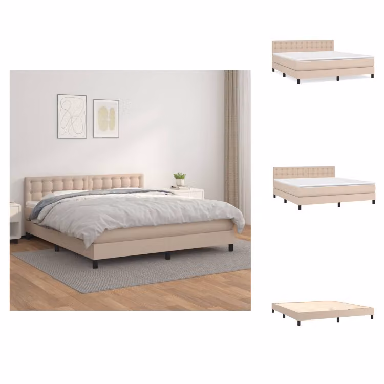 vidaXL Materasso per letto a molle insacchettate cappuccino-marrone 160x200 cm in Pelle finta - Letti e strutture letto