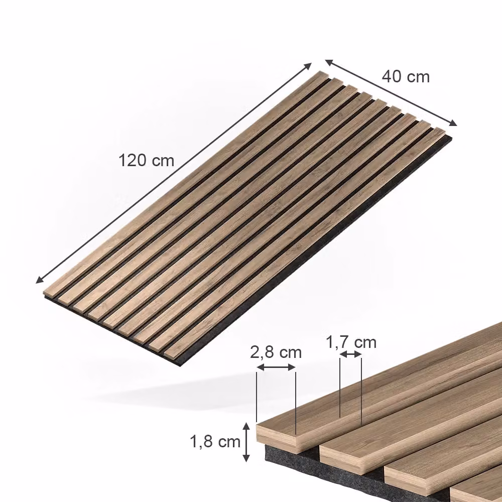 Set di 12 pannelli acustici Sonoa Vicco in MDF effetto legno noce, L: 120 cm, H: 40 cm, P: 2 cm – 2