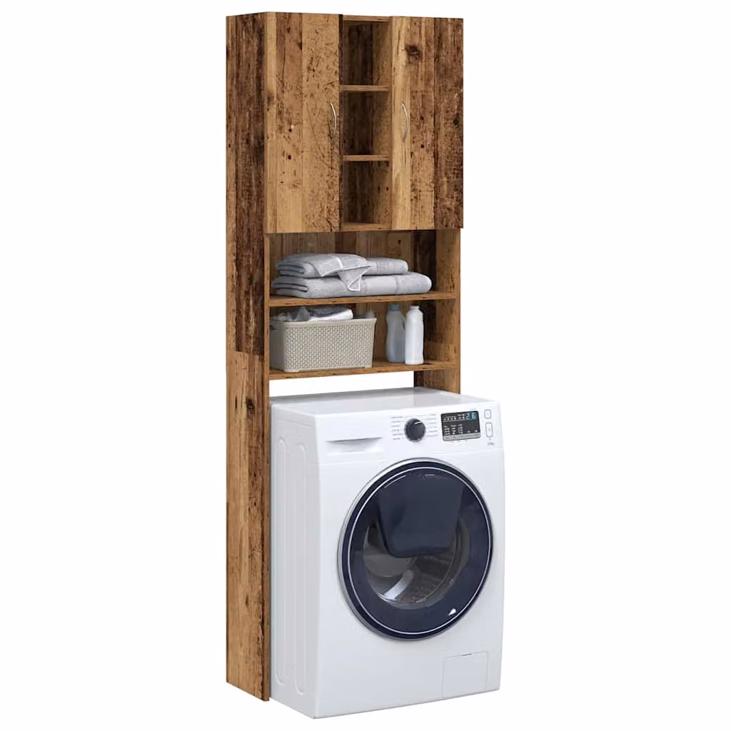 Mobile per lavatrice vidaXL in legno color marrone stile rustico L: 64 cm, P: 25,5 cm, H: 190 cm