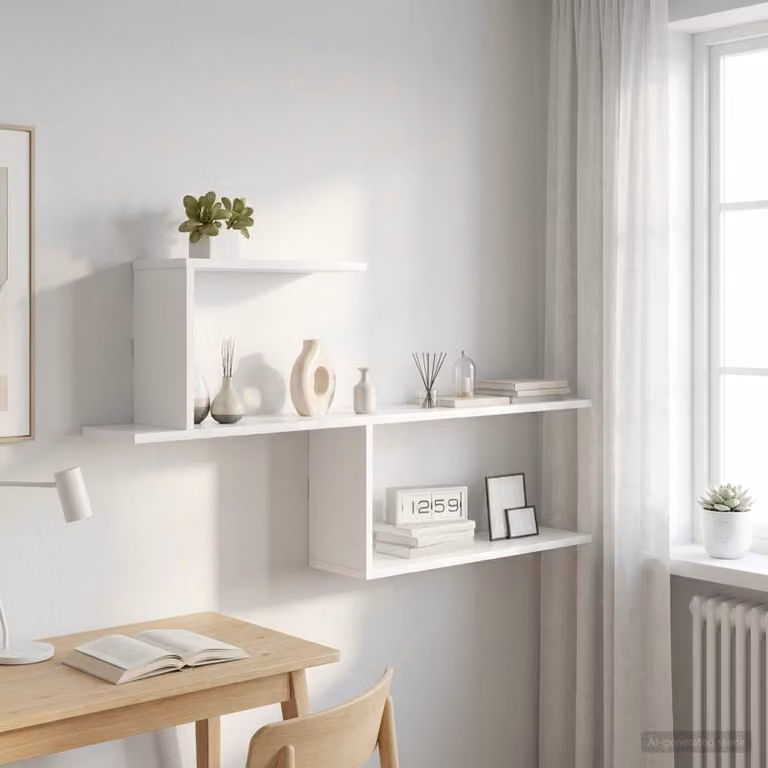 Scaffale da parete moderno vidaXL in MDF bianco L: 122 cm, P: 18 cm, H: 60 cm