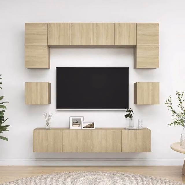 Set di Mobili TV 8 pz-Set di 8 Credenza per TV Rovere Sonoma in Legno Multistrato 814723