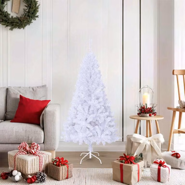 vidaXL Albero di Natale Artificiale con Rami Spessi Bianco 150 cm PVC