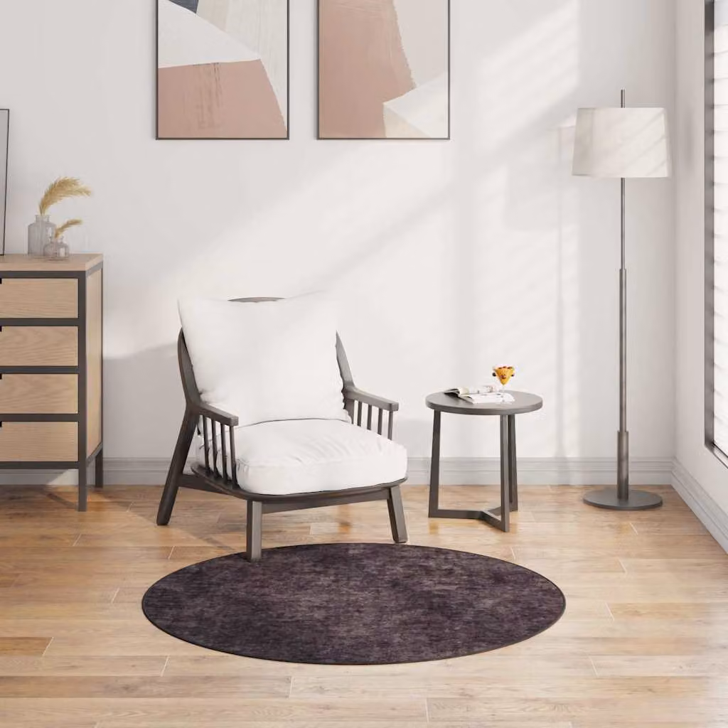 Tappeto rotondo lavabile vidaXL in poliestere, colore antracite, Diametro: 120 cm