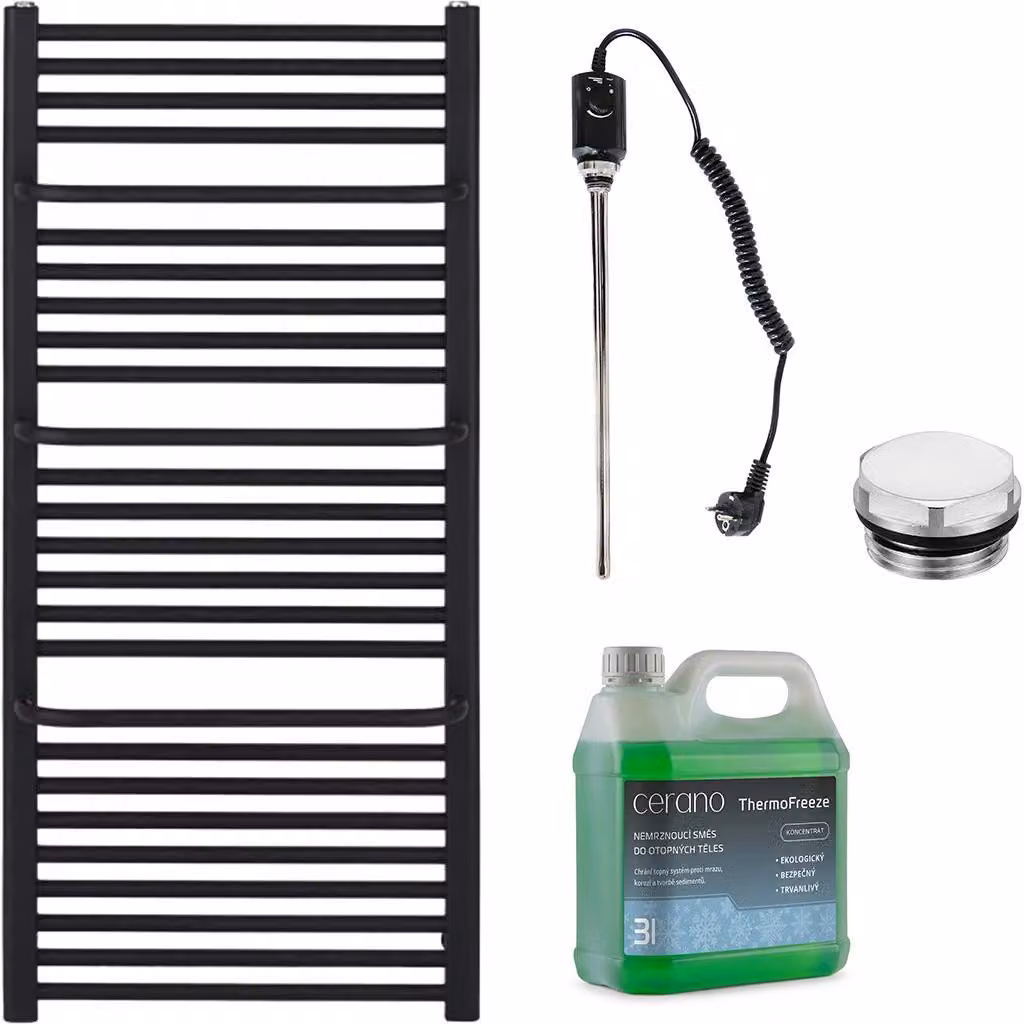 Set di radiatori elettrici da bagno Antonio - 600W - nero opaco - 1180x550 mm
