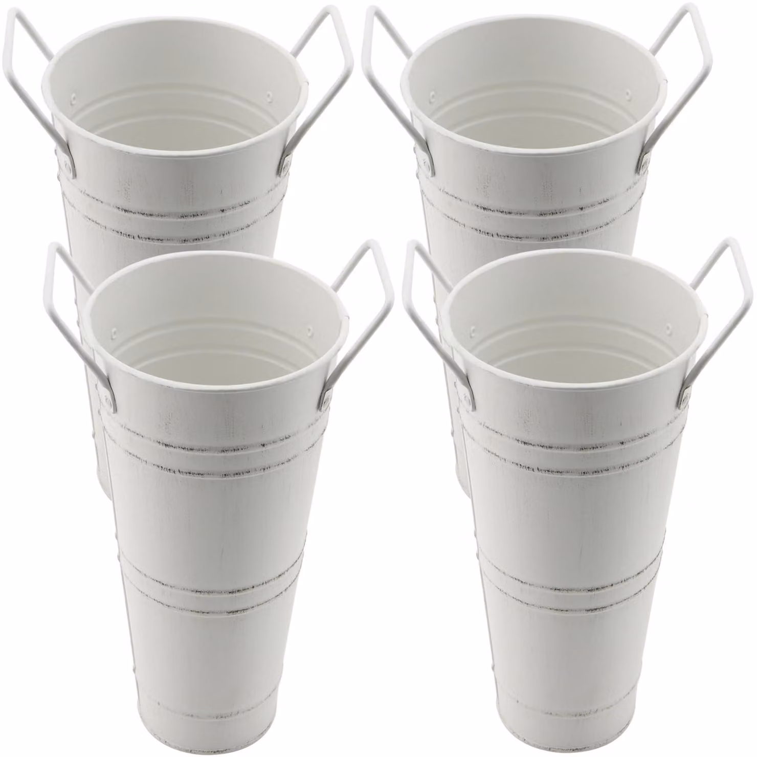 Omgoods - Set di 4 vasi in metallo zincato, diametro 23 cm