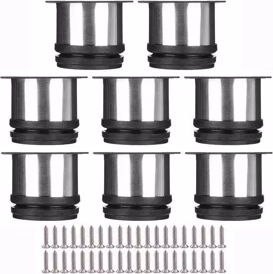 Set di 8 piedini regolabili in acciaio inossidabile – piedini rotondi per tavoli e sedute, diametro 50 mm, altezza 50 mm