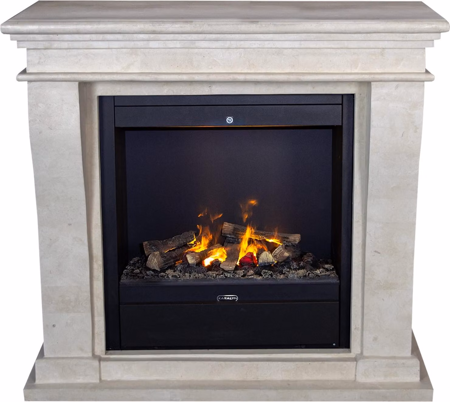 Caminetto a vapore acqueo Xaralyn - Kreta Mini EAL-SWP - pietra naturale levigata bianca - riscaldamento 1500 watt - con telecomando - caminetto elettrico Opti-Myst - caminetto da incasso incluso - caminetto decorativo