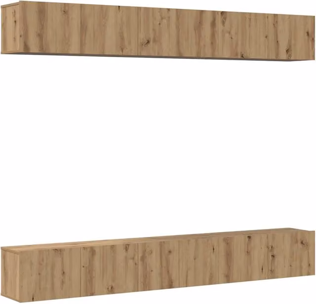 Set mobile TV 6 pz | Armadietto TV | Mobile Porta TV Rovere artigianale Legno multistrato
