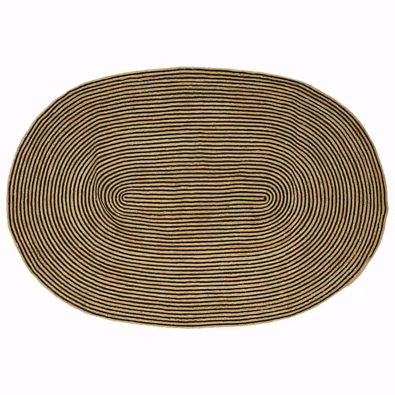 Tappeto da area vidaXL in juta moderno a strisce, colori naturale e nero, L 245 cm x P 152 cm