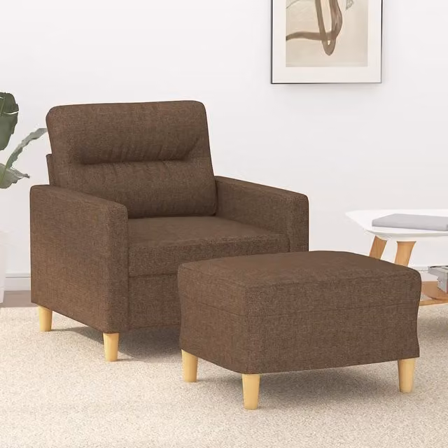 Divano Sedia-Poltrona con Poggiapiedi Marrone 60 cm in Tessuto 764164