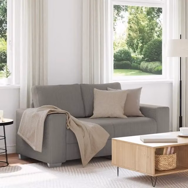 Divano Divanetto-Sofa Grigio Chiaro 120cm Tessuto di Velluto a Coste