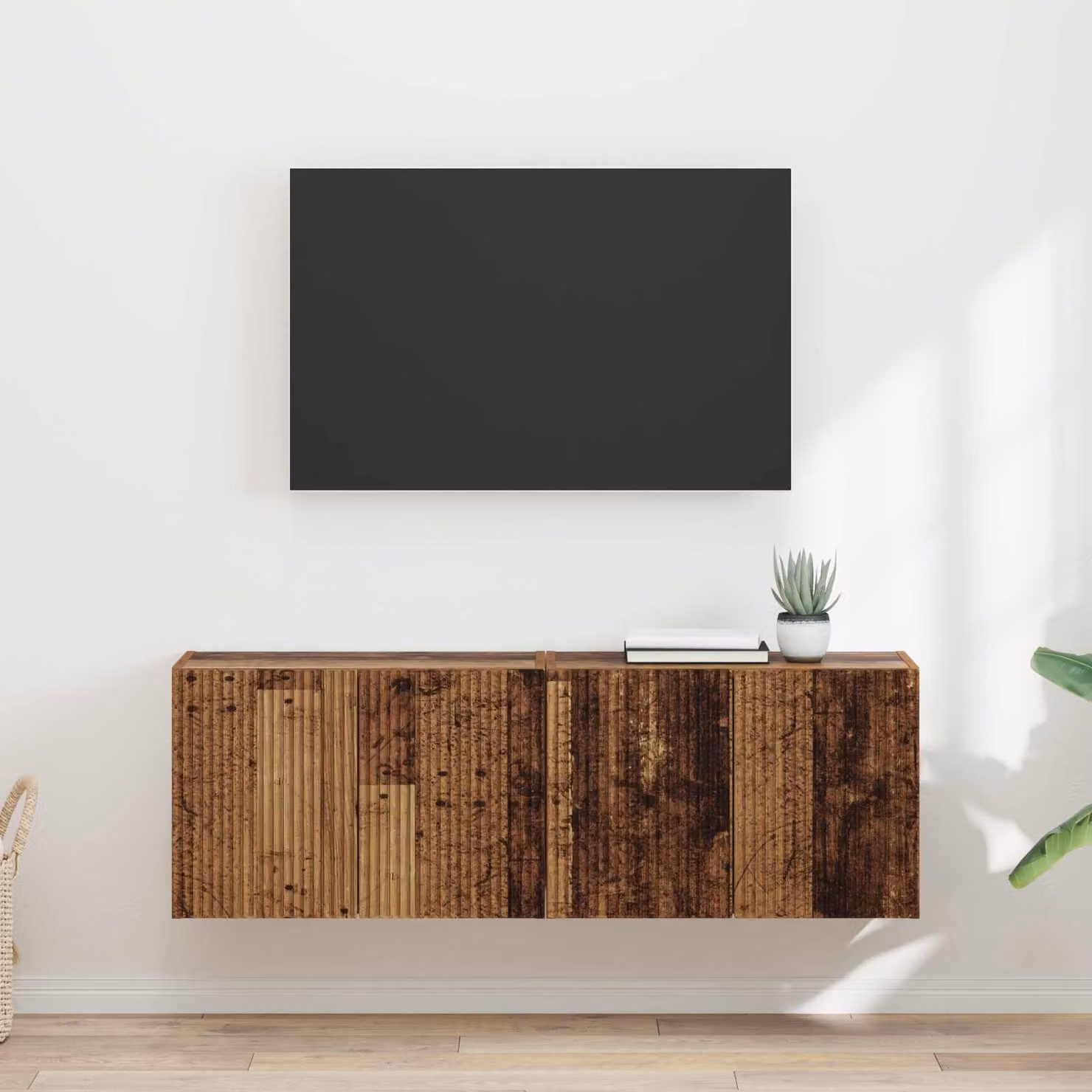 Mobile TV da parete vidaXL in legno marrone con design moderno e scomparti multimediali L: 59,5 cm, P: 31,0 cm, H: 40,0 cm