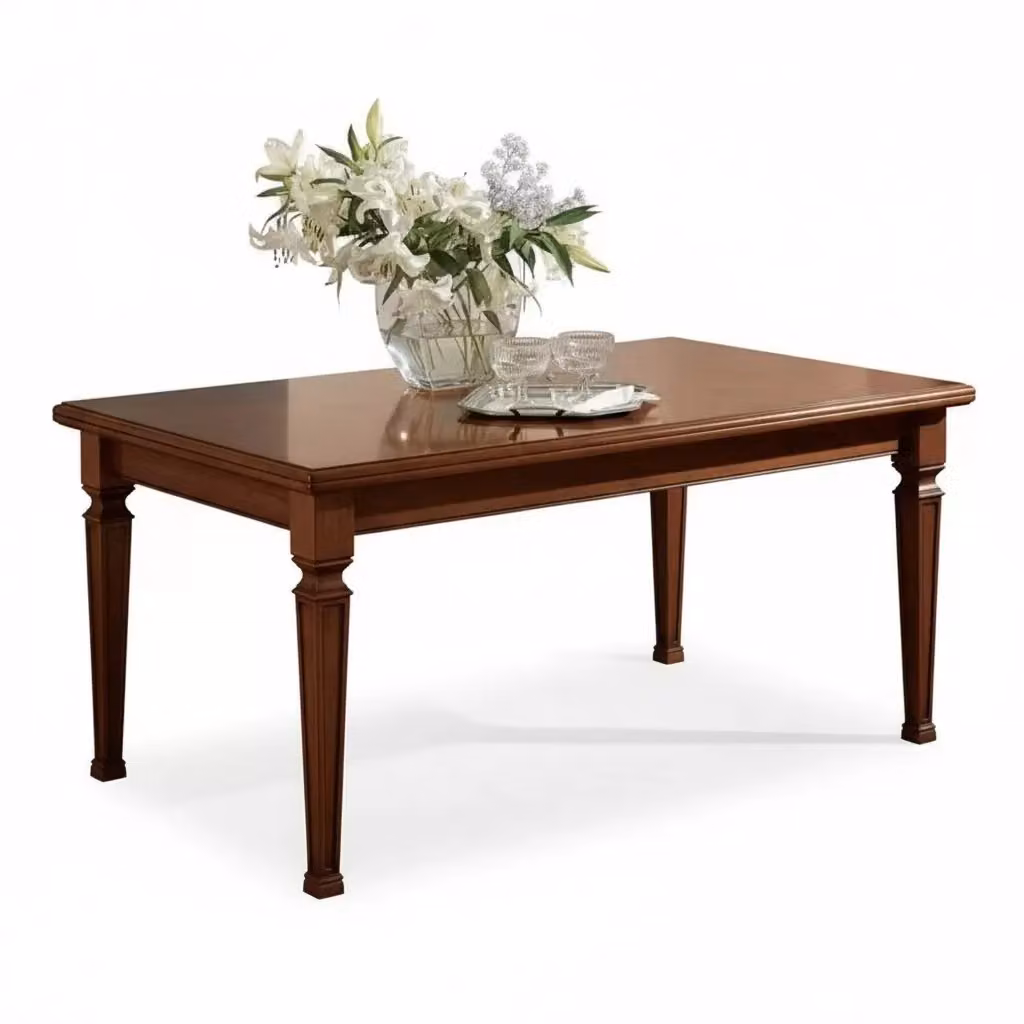 Tavolo rettangolare classico allungabile in legno con intarsio Bassano Mobili 2G L/P/H: 170 x 90 x 80 cm – 1