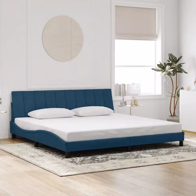 Giroletto senza Materasso-Struttura Letto Hanko Blu 200x200 cm in Velluto
